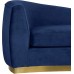 Meridian Furniture Julian Collection Modern | Contemporary Velvet Upholstered Chaise with Stainless Steel Base in Rich Gold Finish Navy 71 W x 40.5 D x 29 H