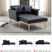Modern PU Leather Accent Chair Chaise Lounge Chair Indoor Sofa Bed with Two Soft Pillows Recliner Chair with 3 Adjustable Positions for Bedroom Living Room Black