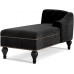 Modern Tufted Velvet Chaise Lounge Sofa Chair with Wood Legs Left Armrest Indoor Ultra Comfortable Spa Sofa Couch Chair Long Lounger for Living Room Bedroom Family Room Small Spaces Black