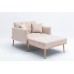 Modern Tufted Velvet Sofa Chaise Lounge Indoor 2-in-1 Chaise Adjustable Backrest Lounge Sofa with 2 Pillows Convertible Reclining Chair with Rose Golden Metal Legs for Living Room Home Office Beige
