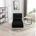 Modern Velvet Chaise Lounge Upholstered Indoor Lounge Chair with Stylish Acrylic Legs Comfy Lounger Chair for Lounging Reading Relaxing Black