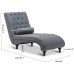 OKAKOPA Indoor Chaise Lounge Chair Tufted Cushion Nailhead Trim Fabric with Pillow for Living Room Bedroom Dark Grey- Fabric