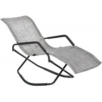 Outsunny Garden Rocking Sun Lounger Outdoor Zero-Gravity Folding Reclining Rocker Lounge Chair for Sunbathing Grey