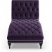 Purple Velvet Chaise Lounge Solid Traditional Polyester Upholstered Espresso Finish Nailheads Tufted Cushions