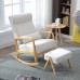 SDYEI Fabric Upholstered Rocking Chair with Ottoman Midcentury Modern Accent Glider Rocker Chair with Thick Padded Cushion & Pillow for Living Room