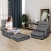 STHOUYN Chaise Lounge Indoor Folding Floor Lazy Sofa Foldable Bed Chair 5-Position Adjustable Comfy Gaming Recliner Chair Padded Seats with Armrests a Pillow Chaise Couch Living Room Grey