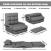 STHOUYN Chaise Lounge Indoor Folding Floor Lazy Sofa Foldable Bed Chair 5-Position Adjustable Comfy Gaming Recliner Chair Padded Seats with Armrests a Pillow Chaise Couch Living Room Grey