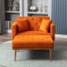 Sun yoba 2 in 1 Modern Tufted Chaise Lounge Chair Velvet Convertible Reclining Chair Indoor Adjustable Backrest Recliner Chair with Metal Legs for Living Room Bedroom Office Lounge Orange
