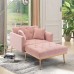 Velvet Chaise Lounge Chair Indoor with 2 Pillow Sofa Bed Sleeper Lounger Chair Living Room Recliner Couch for Bedroom Home Office,Pink