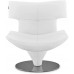 Zuri Furniture Modern Mora Swivel Lounge Chair White Italian Top Grain Leather with Black Titanium Stainless Stee