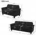 2-Piece Linen Fabric Upholstered Living Room Furniture Set Including 3-Seater Sofa and Loveseat Sofa with Seat and Back Cushions Black
