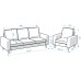3 Piece Upholstered Fabric Small Sofa Couch Living Room Furniture Set for Small Spaces Beige