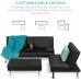 Best Choice Products Faux Leather Upholstery 3-Piece Modular Modern Living Room Sofa Sectional Furniture Set w Convertible Single & Double Seat Futon Beds Ottoman Reclining Backrests Black