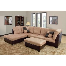 Beverly Fine Furniture Andes Microfiber with Faux Leather Sofa Set With Ottoman Beige