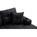 GAOPAN L-Shaped 4 Seater Sectional Sofa Couch with 2 Cup Holders and Reversible Left or Right Chaise Lounge for Home Apartment Living Room Furniture Sets Grey Black