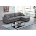 GAOPAN New L-Shaped 4 Seater Sectional Sofa Couch with 2 Cup Holders and Reversible Chaise Lounge for Home Apartment Living Room Furniture Set Grey