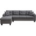 GAOPAN New L-Shaped 4 Seater Sectional Sofa Couch with 2 Cup Holders and Reversible Chaise Lounge for Home Apartment Living Room Furniture Set Grey