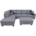 Lifestyle Furniture Sectional Couch for Living Room 3PC Sofa Set L-Shaped Linen Couch Set with Ottoman Storage Seat Left Facing