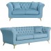 Living Room Furniture Set Yoglad Luxury Velvet Chesterfield Futon Flared Arms Sofa with Pillows Couch with Golden Metal Legs Settee for Living Room Apartment Reception 2+3 Seat Set Teal Blue
