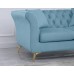 Living Room Furniture Set Yoglad Luxury Velvet Chesterfield Futon Flared Arms Sofa with Pillows Couch with Golden Metal Legs Settee for Living Room Apartment Reception 2+3 Seat Set Teal Blue