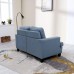 LOKATSE HOME Classic Upholstered 52 Inch Wide Loveseat Sofa Living Room Furniture Couch with Sturdy Wood Frame Construction 2-Seat Blue