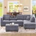 LUMISOL 105” Reversible Sectional Sofa Couch L-Shaped 3 Piecec Sofa Sets with Storage Ottoman & Cup Holders & Two Pillows Living Room Furniture Sets