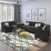 Merax 3 Pieces Sectional Sofa Set Modern Style Button Tufted Upholstered Living Room Furniture Black