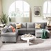 Merax Sectional Couch Sofa for Home and Apartment be Made of Modern Fabric Materials,3 Pillows Included Grey U Shape