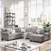 Merax Sectional Couch Sofa for Home and Apartment be Made of Modern Fabric Materials,3 Pillows Included Grey U Shape