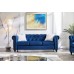 MGH 3 Piece Living Room Sofa Sets,Chesterfield Sectional Sofa Couch Furniture Sets Including 3 Seater Sofa Loveseat and Sofa Chair with Five White villose Pillow,Blue4760001