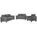 MOEO 3 Piece Living Room Sofa Sectional Set for Home Furniture Polyester-Blend Three Couch Loveseat and Armchair Gray