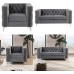 Morden Fort Modern 2 Pieces of Chair and Loveseat Couch Set with Dutch Velvet Grey Iron Legs.