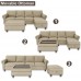 Nolany Convertible Sectional Sofa Set L Shaped Couch with Storage Ottoman Reversible Sectional Sofa Couch for Living Room Dark Khaki