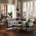 NOSGA Tufted Velvet Upholstered Rolled Arm Classic Chesterfield Sectional Sofa 5 Seater Couches with 3 Pillows for Living Room Grey