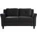 P PURLOVE 3 Pieces Polyester Blend Button Tufted Sofa Set Living Room Furniture Set 1 Armchair 1 Loveseat 1 Sofa Black