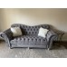 RINIMEI Soft Tufted Cushion Velvet Upholstered Sectional Sofa for Living Room Furniture Set L-Shaped 5 Seaters Symmetrical Couch W Classic Chesterfield Rolled Arm & 3 Lumbar Pillows Graphite Grey