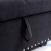 Sectional Sofa with Pull Out Bed HABITRIO Solid Wood & Velvet Upholstered 2 Seats Sofa and Reversible Chaise Lounge w Storage Modern Design 91 L-Shaped Sleeper Sofa for Living Room Black