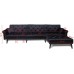 SIU Sectional Convertible Futon Sofa Bed Mid-Century Button Tufted Sofa 2 Pillows Reversible Chaise L Shape Sectional Couch Sleeper Velvet Sleeper Sofa for Living Room Furniture Black