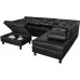 UNIROI Modern Faux Leather Sectional L-Shaped Couch Sofa Chaise Lounge and Storage Ottoman for Living Room Furniture Set Elegant Right-Black