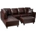 UNIROI Modern PU Leather Sectional Sofa Set Include Storage Ottoman Fashion 5-Seat L-Shaped Couch for Living Room Apartment Office Furniture Brown Left Chaise Lounge