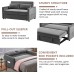 AOOWOW Convertible Sleeper Sofa Bed Velvet 2 Seats Sofa with Pull Out Bed,Loveseat Sofa Couch with Adjustable Backrest 2 Lumbar Pillows Side Pocket for Living Room Small Apartment Dark Gray