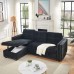 ATY Reversible Sectional Sofa with Storage Chaise L-Shaped Sleeper Couch with Pulled Out Bed and Button Tufted Copper Nail Head Trim Save Space 91 Cool Black