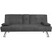 AWQM Futon Sofa Bed Upholstered Modern Convertible Folding Sofa Couch Sleeper for Compact Living Space Apartment Dorm Removable Soft Armrest 2 Cup Holders 67 L x 18.9 W x 32.36 H Dark Gray