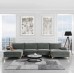 Casa Andrea Milano Modern Large Sectional Sofa U Shaped Velvet Couch with Extra Wide Chaise Lounge and Golden Legs Dark Grey