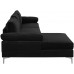 Casa Andrea Milano Modern Sectional Sofa L Shaped Velvet Couch with Extra Wide Chaise Lounge Large Black