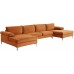 Casa AndreaMilano Modern Large Velvet Fabric U-Shape Sectional Sofa Double Extra Wide Chaise Lounge Couch Carrot