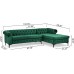 Christopher Knight Home Frieda Velvet 3 Seater Sectional Sofa with Chaise Lounge Emerald Black