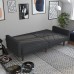 DHP Paxson Convertible Futon Couch Bed with Linen Upholstery and Wood Legs Grey