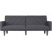 DHP Paxson Convertible Futon Couch Bed with Linen Upholstery and Wood Legs Grey