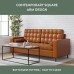 Edenbrook Lynnwood Upholstered Sofa with Square Arms and Tufting-Bolster Throw Pillows Included Camel Faux Leather